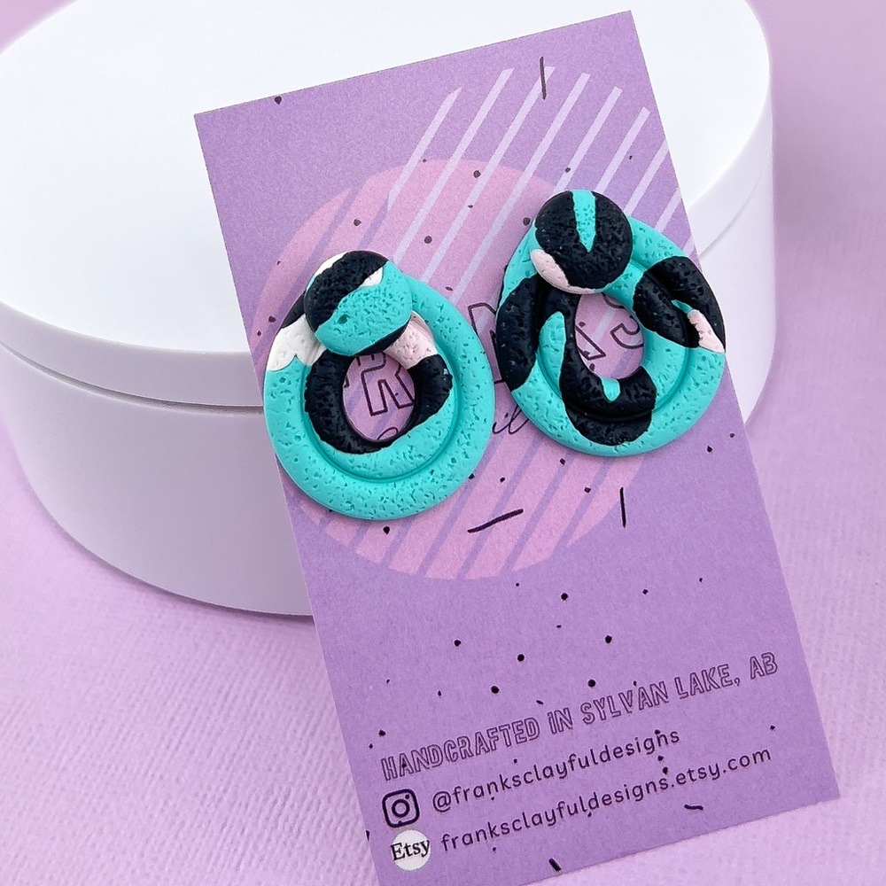 Abstract Textured Design Stud Handmade Polymer Clay Earrings